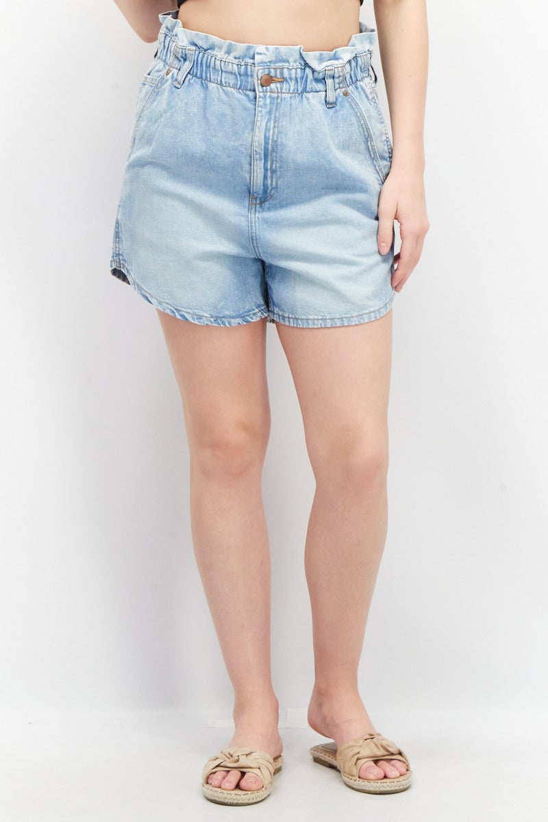 EDC Women Solid Denim Shorts, Blue - Image 1